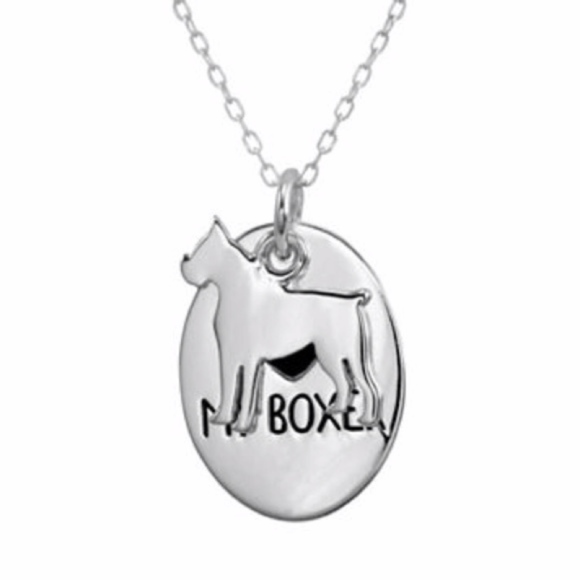 Necklace Love My Boxer Dog Pendant Boxed Silver Tone Length 18" - Picture 1 of 6